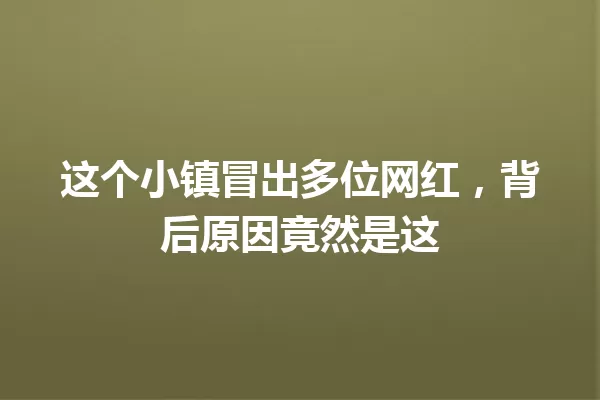这个小镇冒出多位网红，背后原因竟然是这 一