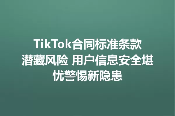 TikTok合同标准条款潜藏风险 用户信息安全堪忧警惕新隐患 一