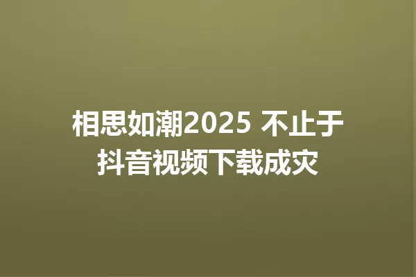 相思如潮2025 不止于抖音视频下载成灾 一