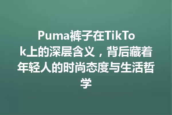 Puma裤子在TikTok上的深层含义,背后藏着年轻人的时尚态度与生活哲学 一