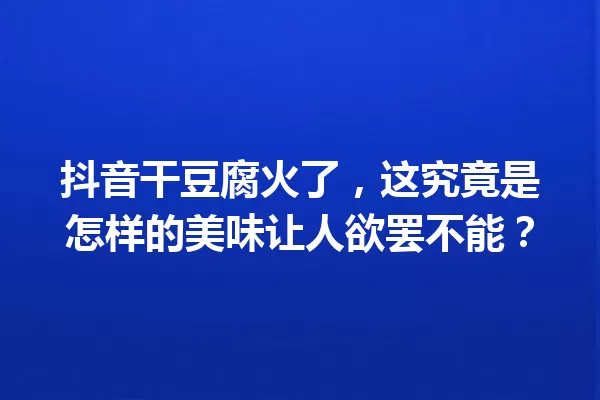 抖音干豆腐火了,这究竟是怎样的美味让人欲罢不能? 一
