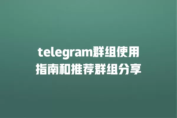 telegram群组使用指南和推荐群组分享 一