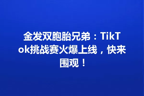 金发双胞胎兄弟：TikTok挑战赛火爆上线，快来围观！ 一