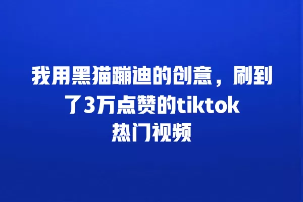 我用黑猫蹦迪的创意,刷到了3万点赞的tiktok热门视频 一