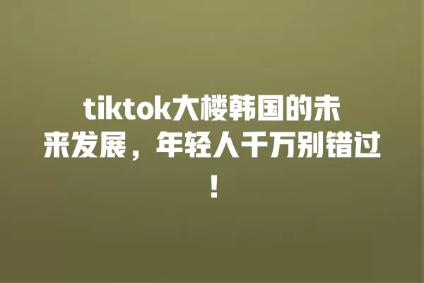 tiktok大楼韩国的未来发展，年轻人千万别错过！ 一