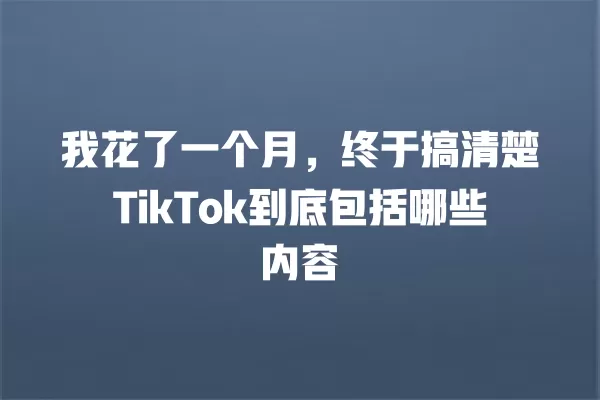 我花了一个月,终于搞清楚TikTok到底包括哪些内容 一
