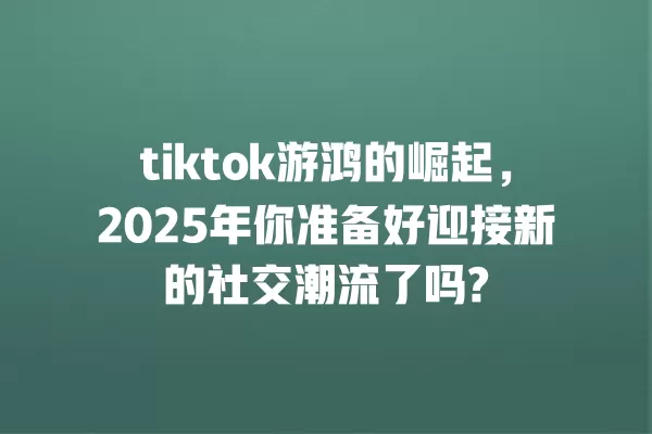 tiktok游鸿的崛起，2025年你准备好迎接新的社交潮流了吗? 一