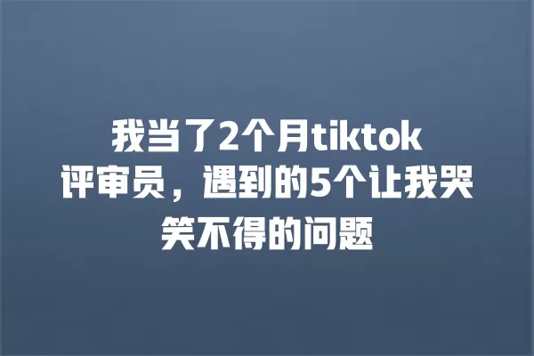 我当了2个月tiktok评审员，遇到的5个让我哭笑不得的问题 一