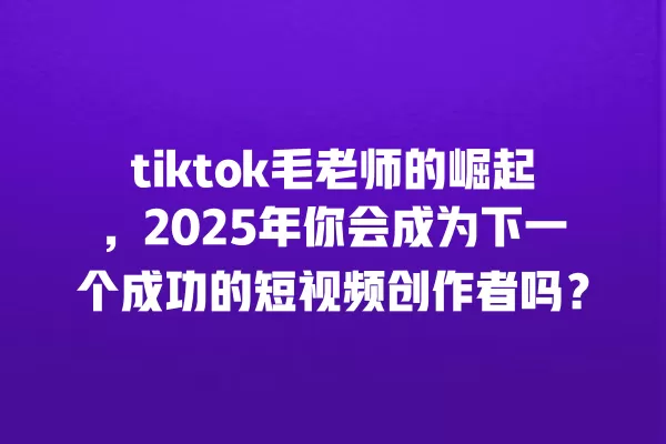 tiktok毛老师的崛起，2025年你会成为下一个成功的短视频创作者吗？ 一