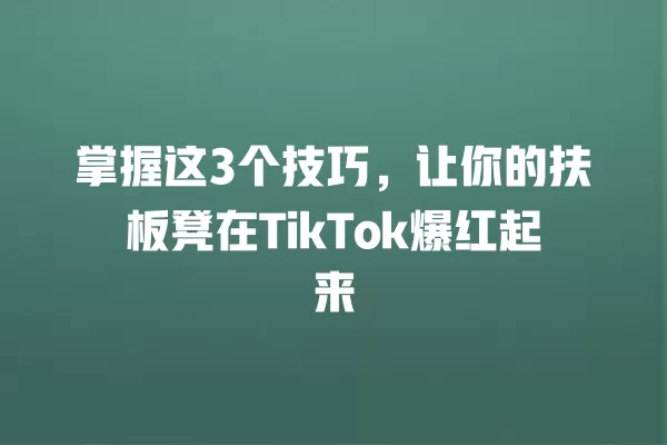 掌握这3个技巧,让你的扶板凳在TikTok爆红起来 一