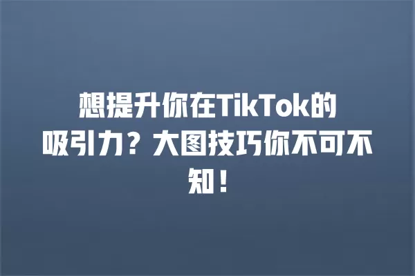 想提升你在TikTok的吸引力?大图技巧你不可不知! 一