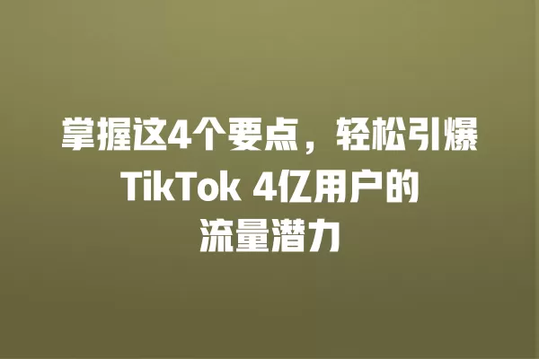 掌握这4个要点，轻松引爆TikTok 4亿用户的流量潜力 一