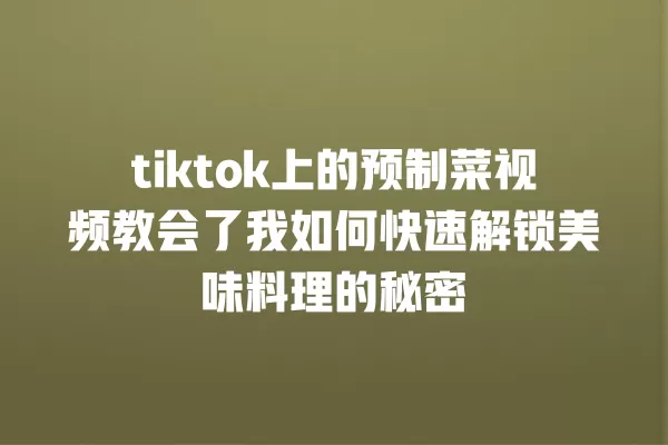 tiktok上的预制菜视频教会了我如何快速解锁美味料理的秘密 一
