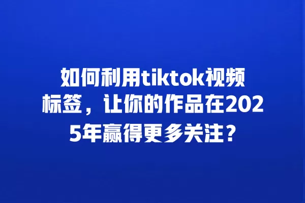 如何利用tiktok视频标签，让你的作品在2025年赢得更多关注？ 一