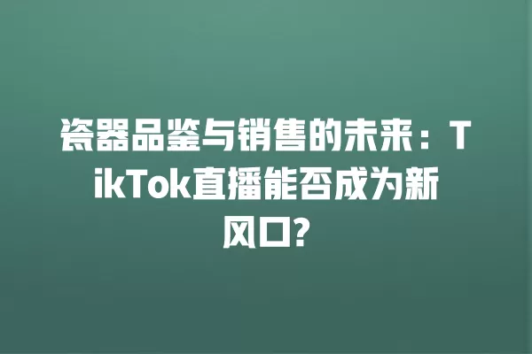 瓷器品鉴与销售的未来:TikTok直播能否成为新风口? 一
