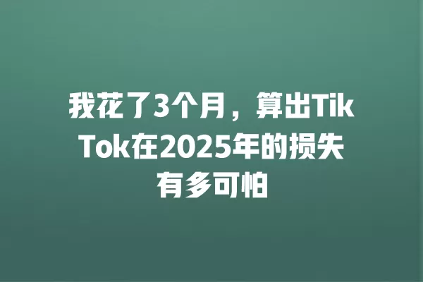 我花了3个月,算出TikTok在2025年的损失有多可怕 一