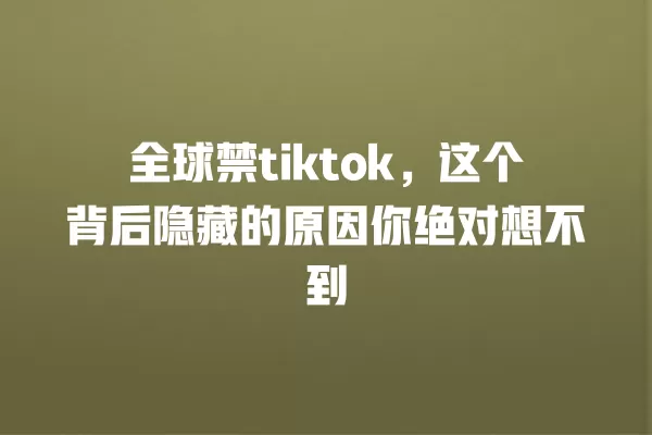 全球禁tiktok,这个背后隐藏的原因你绝对想不到 一