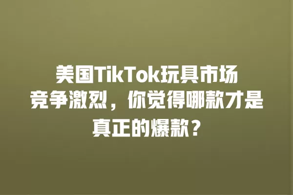 美国TikTok玩具市场竞争激烈，你觉得哪款才是真正的爆款？