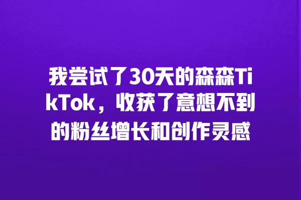我尝试了30天的森森TikTok,收获了意想不到的粉丝增长和创作灵感 一