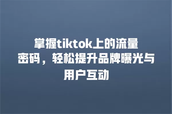 掌握tiktok上的流量密码，轻松提升品牌曝光与用户互动 一