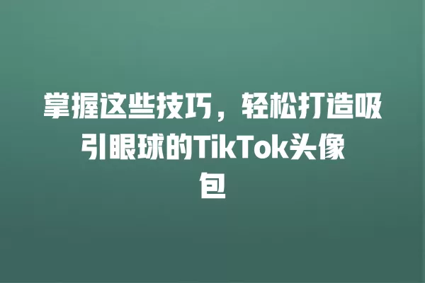 掌握这些技巧,轻松打造吸引眼球的TikTok头像包 一