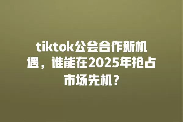 tiktok公会合作新机遇，谁能在2025年抢占市场先机？ 一