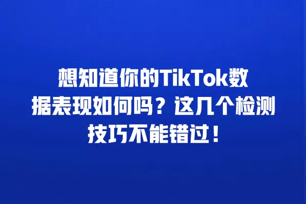 想知道你的TikTok数据表现如何吗？这几个检测技巧不能错过！ 一