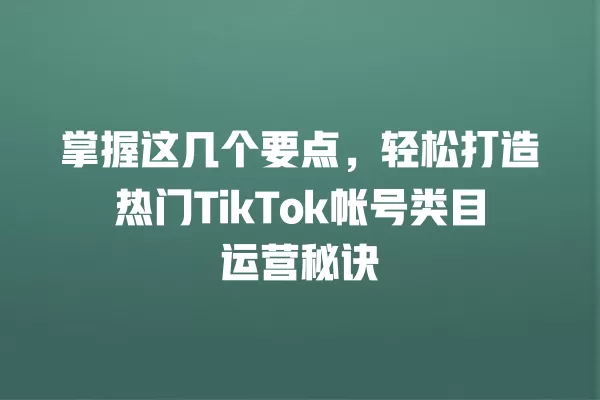 掌握这几个要点,轻松打造热门TikTok帐号类目运营秘诀 一