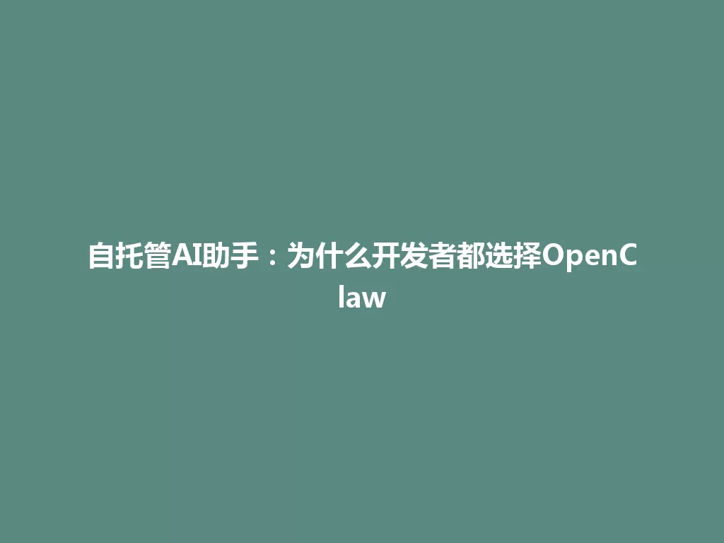 自托管AI助手：为什么开发者都选择OpenClaw 一