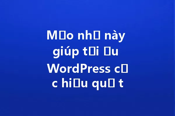 Mẹo nhỏ này giúp tối ưu WordPress cực hiệu quả trong 2025! 一