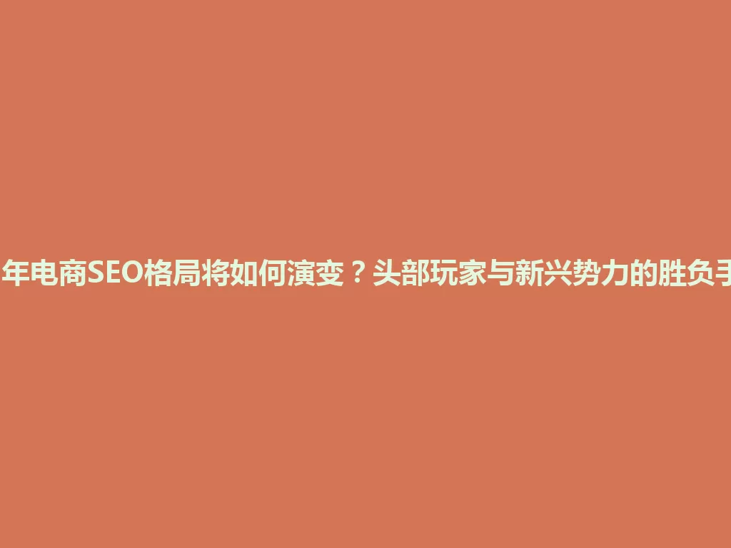 2025年电商SEO格局将如何演变？头部玩家与新兴势力的胜负手分析 一